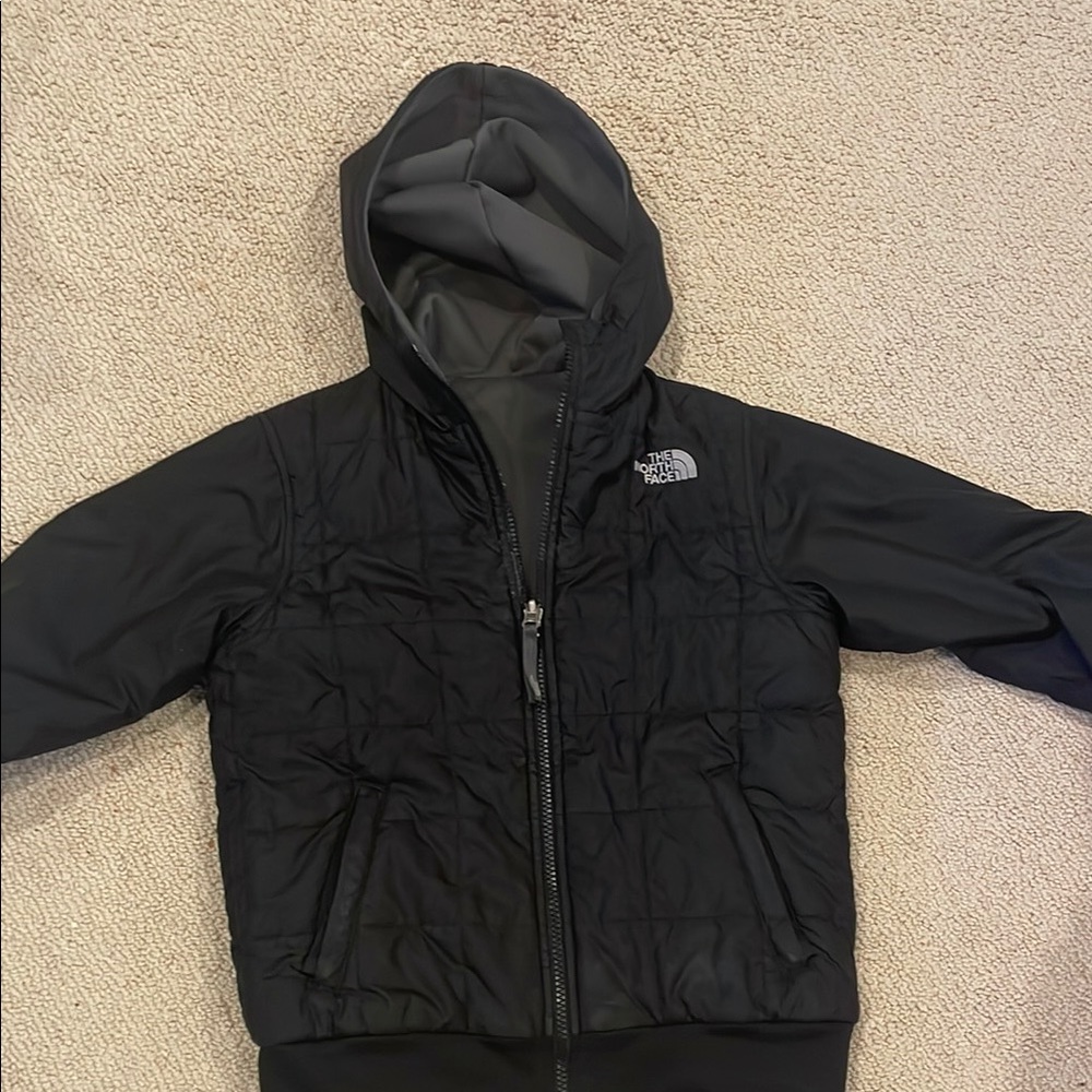 The North Face Black Puffer Jacket with Hood reversible size small